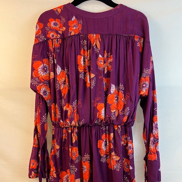 Free People - Printed Tunic Blouse/Mini Dress - "Tuscan Dreams" Plum Floral - S - Picture 2 of 9